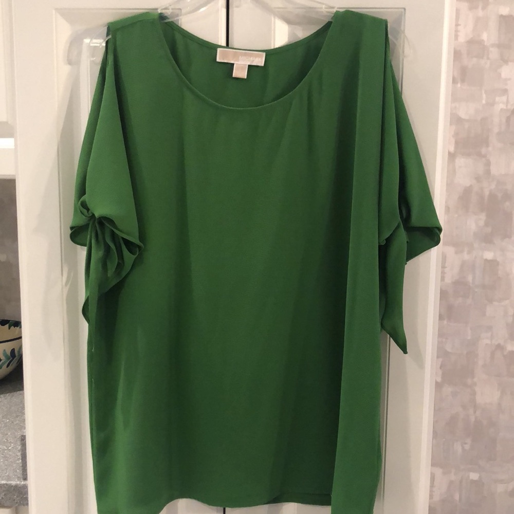 MK Green Cold Shoulder Blouse
